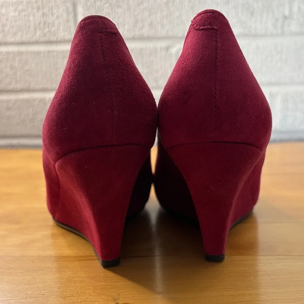 Pied Juste x Anthropologie Burgundy Dark Red Suede Wedge Heels EU Size 37